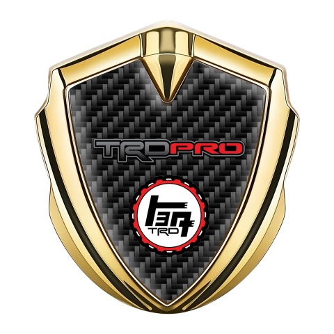 Toyota TRD Emblem Badge Self Adhesive Gold Black Carbon Circle Logo