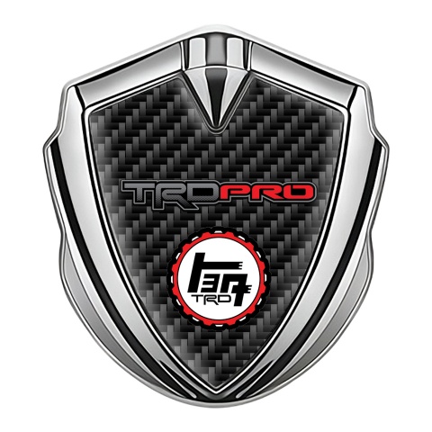 Toyota TRD Emblem Badge Self Adhesive Silver Black Carbon Circle Logo