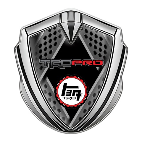 Toyota TRD Emblem Trunk Badge Silver Bladed Frames Racing Design