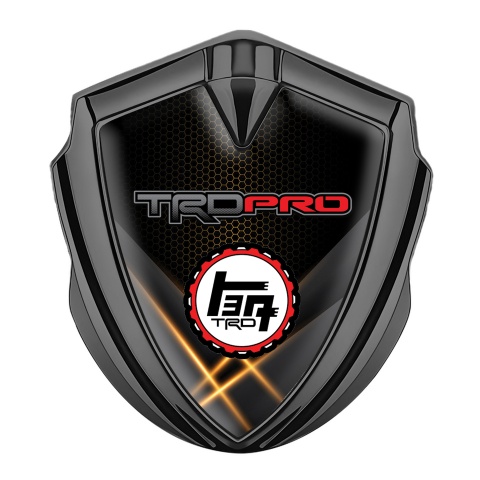 Toyota TRD Trunk Emblem Badge Graphite Orange Mesh Light Beams Motif