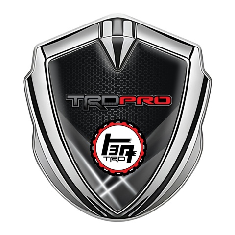 Toyota TRD Bodyside Domed Emblem Silver Grey Hex Light Effect