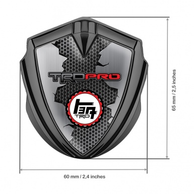 Toyota TRD Emblem Fender Badge Graphite Honeycomb Motif Cracked Steel