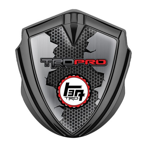 Toyota TRD Emblem Fender Badge Graphite Honeycomb Motif Cracked Steel