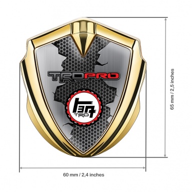 Toyota TRD Emblem Fender Badge Gold Honeycomb Motif Cracked Steel