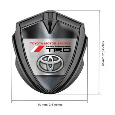 Toyota TRD Fender Emblem Badge Graphite Brushed Steel Oval Logo