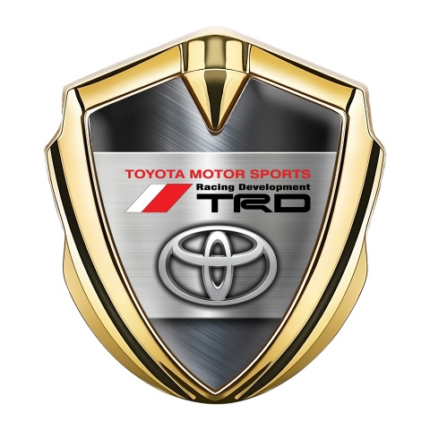 Toyota TRD Fender Emblem Badge Gold Brushed Steel Oval Logo