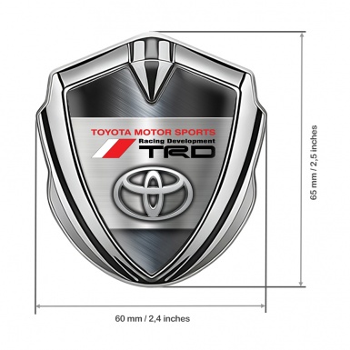 Toyota TRD Fender Emblem Badge Silver Brushed Steel Oval Logo