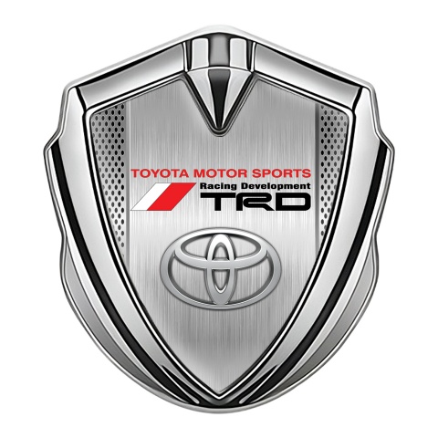 Toyota TRD Emblem Self Adhesive Silver Light Grate Brushed Pattern
