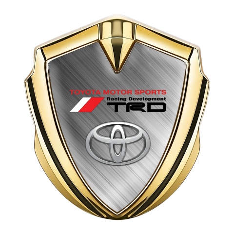 Toyota TRD Bodyside Emblem Badge Gold Brushed Aluminum Edition