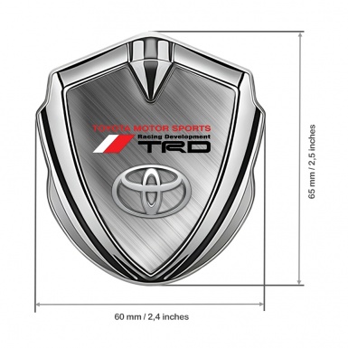 Toyota TRD Bodyside Emblem Badge Silver Brushed Aluminum Edition