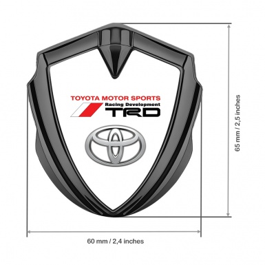 Toyota TRD 3D Car Metal Domed Emblem Graphite White Base Grey Oval Logo