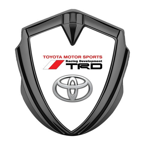 Toyota TRD 3D Car Metal Domed Emblem Graphite White Base Grey Oval Logo