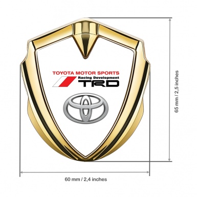 Toyota TRD 3D Car Metal Domed Emblem Gold White Base Grey Oval Logo