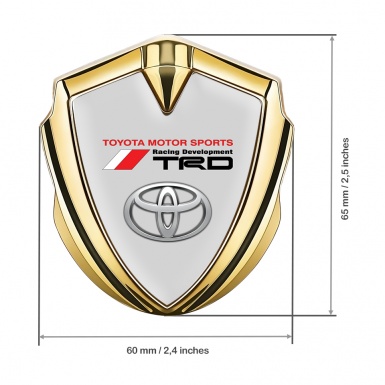 Toyota TRD Emblem Badge Self Adhesive Gold Grey Base Racing Sign