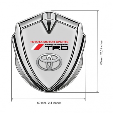 Toyota TRD Emblem Badge Self Adhesive Silver Grey Base Racing Sign