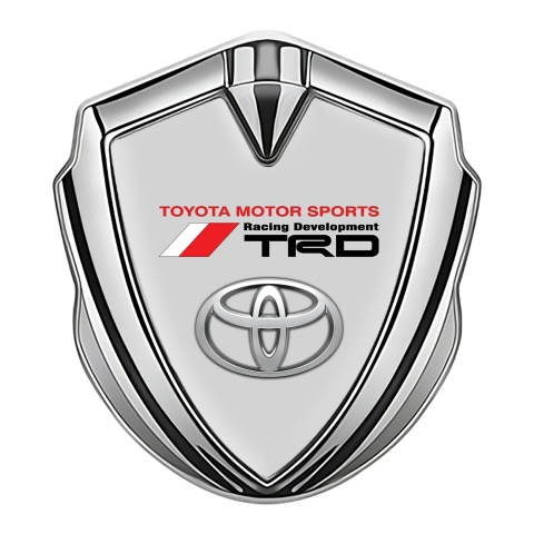 Toyota TRD Emblem Badge Self Adhesive Silver Grey Base Racing Sign
