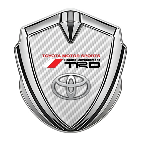 Toyota TRD Emblem Fender Badge Silver White Carbon Sports Edition
