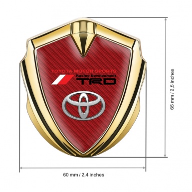 Toyota TRD Fender Emblem Badge Gold Crimson Carbon Oval Motif