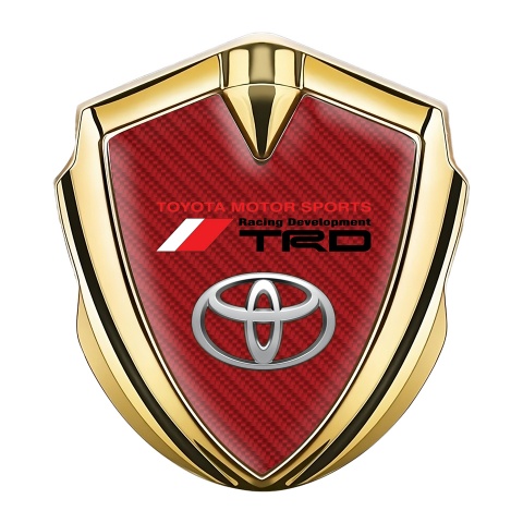 Toyota TRD Fender Emblem Badge Gold Crimson Carbon Oval Motif