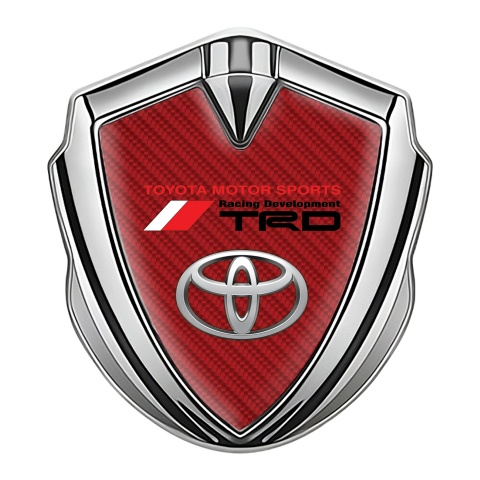 Toyota TRD Fender Emblem Badge Silver Crimson Carbon Oval Motif