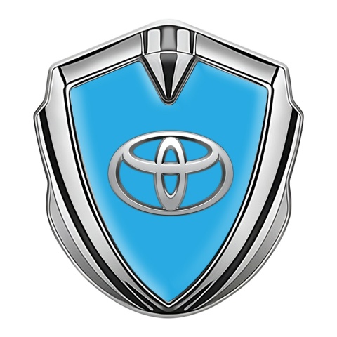 Toyota Emblem Trunk Badge Silver Glacial Blue Classic Logo Edition