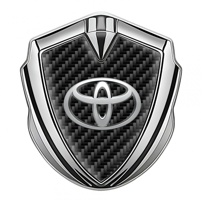 Toyota Emblem Self Adhesive Silver Black Carbon Chrome Classic Design