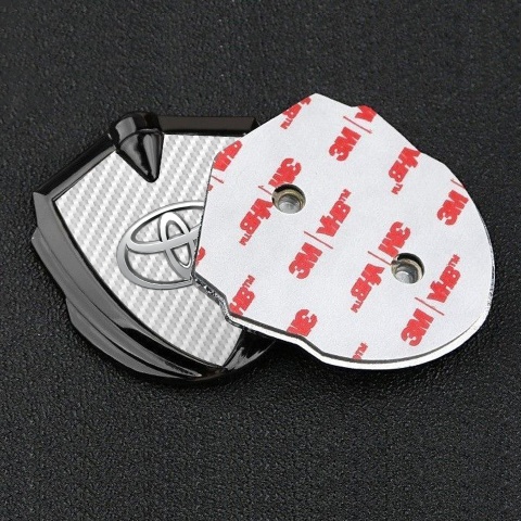 Toyota Trunk Emblem Badge Graphite White Carbon Metallic Surface Effect