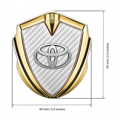 Toyota Trunk Emblem Badge Gold White Carbon Metallic Surface Effect