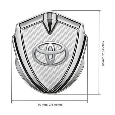 Toyota Trunk Emblem Badge Silver White Carbon Metallic Surface Effect