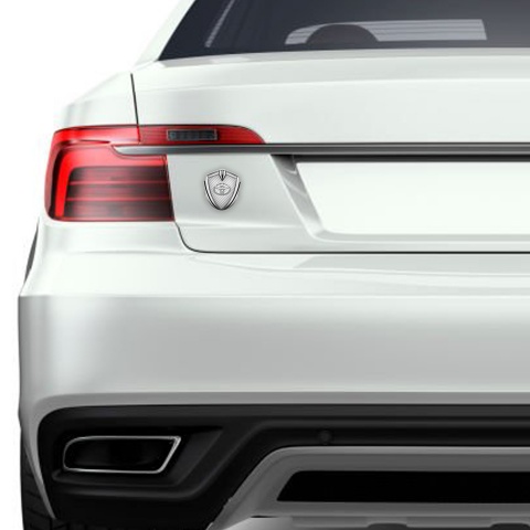 Toyota Trunk Emblem Badge Silver White Carbon Metallic Surface Effect
