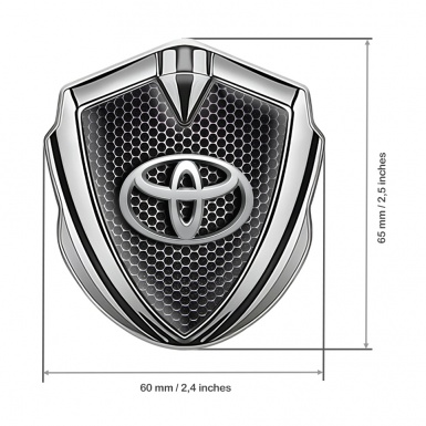 Toyota Metal Emblem Self Adhesive Silver Dark Grate Oval 3D Effect