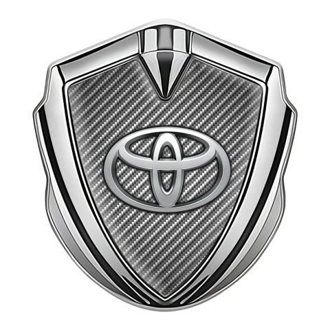 Toyota 3D Car Metal Domed Emblem Silver Light Carbon Metallic Effect
