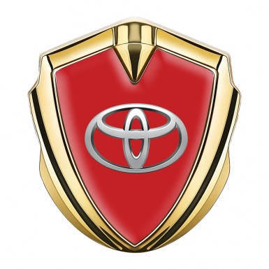 Toyota Metal Emblem Self Adhesive Gold Red Background Oval Logo