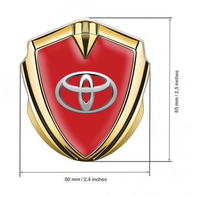 Toyota Metal Emblem Self Adhesive Gold Red Background Oval Logo