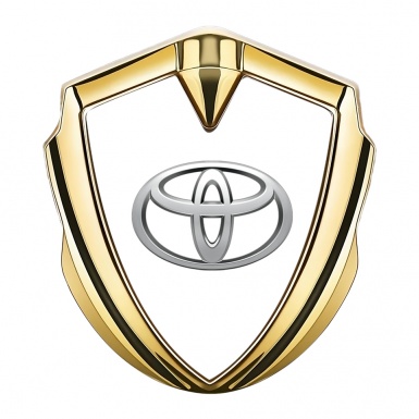 Toyota 3D Car Metal Domed Emblem Gold White Base Oval Logo Variant