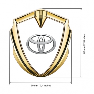 Toyota 3D Car Metal Domed Emblem Gold White Base Oval Logo Variant