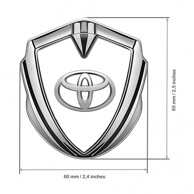 Toyota 3D Car Metal Domed Emblem Silver White Base Oval Logo Variant