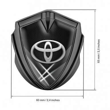 Toyota Fender Emblem Badge Graphite Honeycomb Light Beams Oval Logo