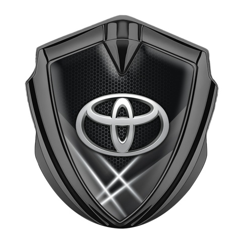 Toyota Fender Emblem Badge Graphite Honeycomb Light Beams Oval Logo