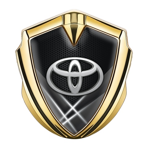 Toyota Fender Emblem Badge Gold Honeycomb Light Beams Oval Logo