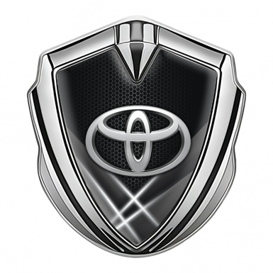 Toyota Fender Emblem Badge Silver Honeycomb Light Beams Oval Logo