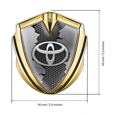 Toyota Emblem Trunk Badge Gold Metallic Hex Torn Steel Variant