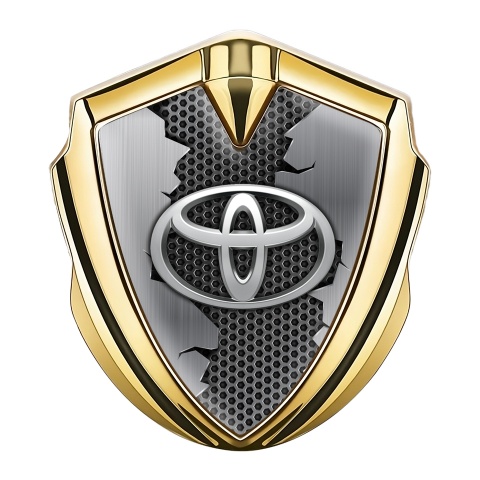 Toyota Emblem Trunk Badge Gold Metallic Hex Torn Steel Variant