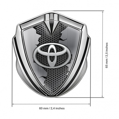 Toyota Emblem Trunk Badge Silver Metallic Hex Torn Steel Variant