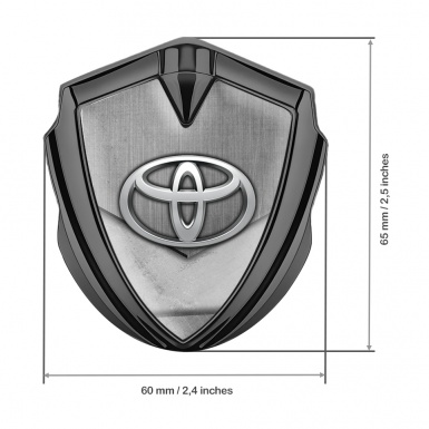 Toyota Emblem Self Adhesive Graphite Brushed Steel Crest Elliptic Logo