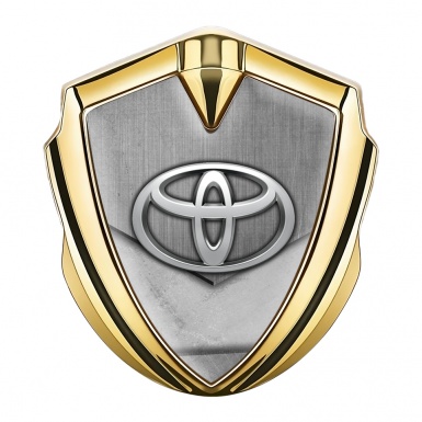 Toyota Emblem Self Adhesive Gold Brushed Steel Crest Elliptic Logo