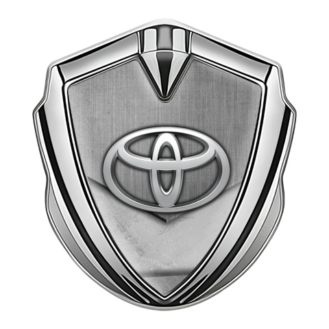 Toyota Emblem Self Adhesive Silver Brushed Steel Crest Elliptic Logo