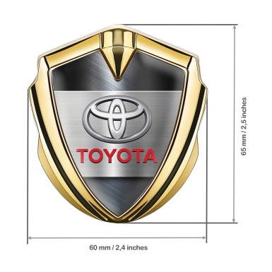 Toyota Trunk Emblem Badge Gold Bluish Metallic Surface Oval Logo