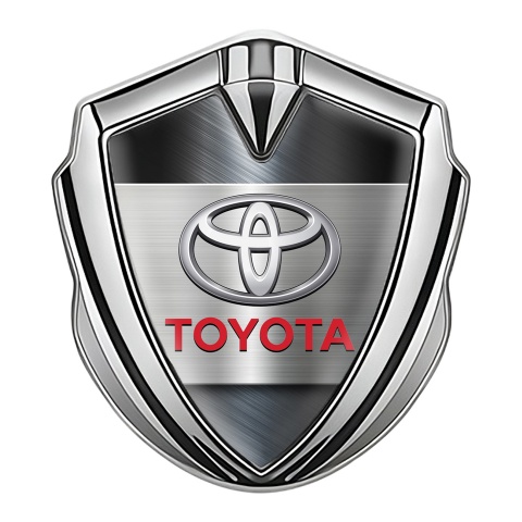 Toyota Trunk Emblem Badge Silver Bluish Metallic Surface Oval Logo