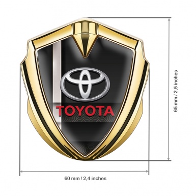 Toyota Emblem Car Badge Gold Black Digital Motif Pearly White Stripe